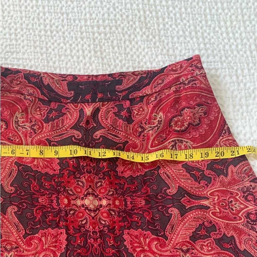 Free People „At the Shore“ boho midi A-line skirt. Red and pink tones; paisley - Picture 7 of 8